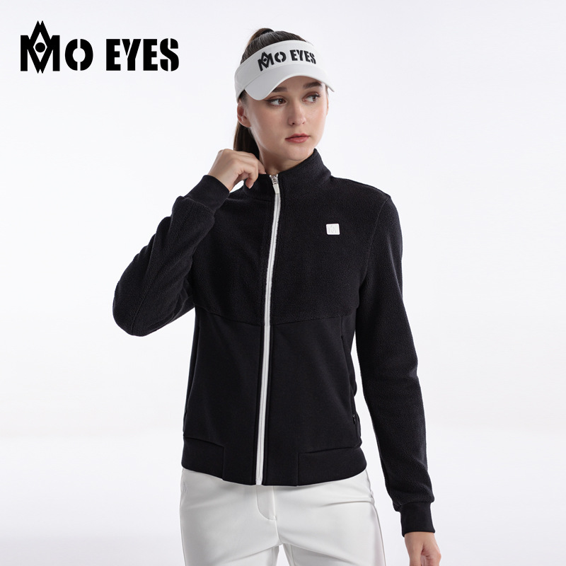 Áo khoác nữ vải nhung cực ấm phối màu thể thao golf mùa thu đông — M23KUZ014-Quần Trắng, M23YF024-Áo khoác trắng (Lông cừu cực), M23YF024-Áo khoác đen (Lông cừu cực), M23KUZ014-quần đen