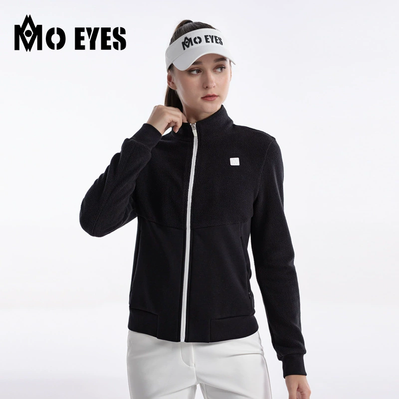 Женская куртка для гольфа MO EYES, осень-зима, тёплый флис полярный, комбинированный дизайн цвета