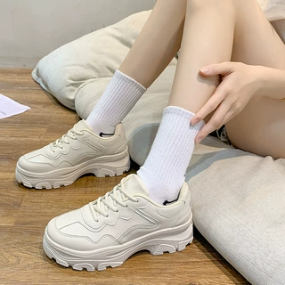 老爹鞋女春秋新款白色厚底增高透气小白鞋学生休闲运动鞋黑色女鞋