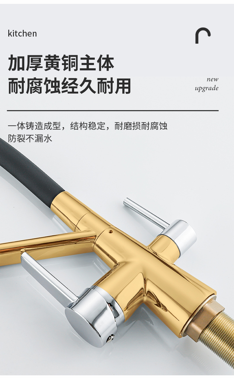 Three-in-one faucet, all-copper kitchen cold and hot dual-mode water purifier, direct drinking sink, washing basin, anti-splash gun, gray undefined