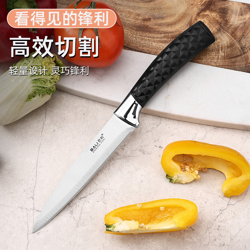 Fábrica directa caja de exhibición de acero inoxidable cuchillos de mango de diamante afilado fruta universal conjunto completo de cuchillos domésticos