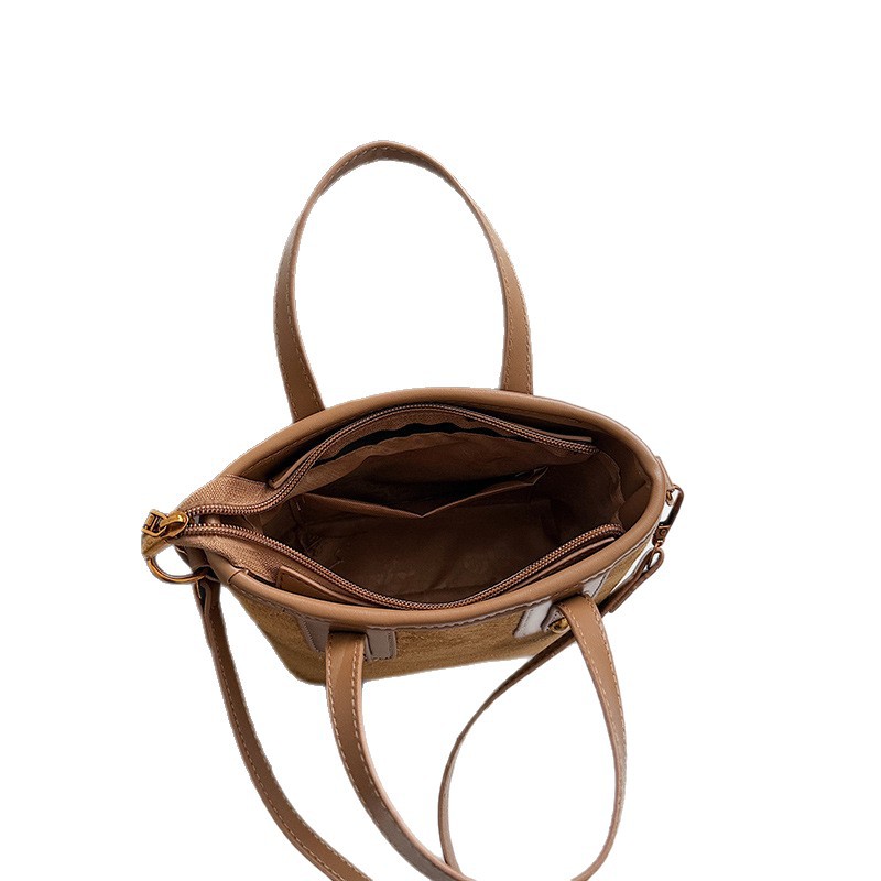 Nicho coreano Jeong seda bolso de balde de peluche mujeres otoño / invierno 2025 nuevo estilo versátil bolso de hombro bolso de alta calidad