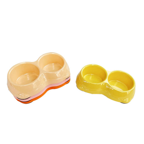 Pet bowl, feeding bowl, cat and dog bowl, melamine bowl, food bowl, top, inclined mouth, neck guard, double bowl tableware, cat and dog bowl wholesale