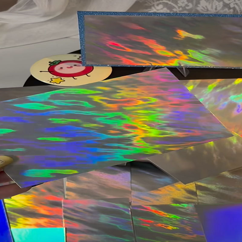 UV inverso agua ondulado llama láser doble barra de flash papel de fondo reflectante flash papel de revestimiento interno papel de fondo insignia