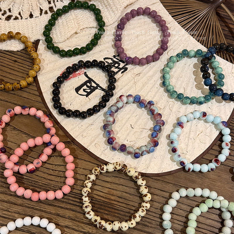 Ceramic Bracelet Jewelry, Cross-Border Supply of Tourist Area Stalls, Ice-Cracked Style Bracelets, Ceramic Kiln Color-Changing Bracelets