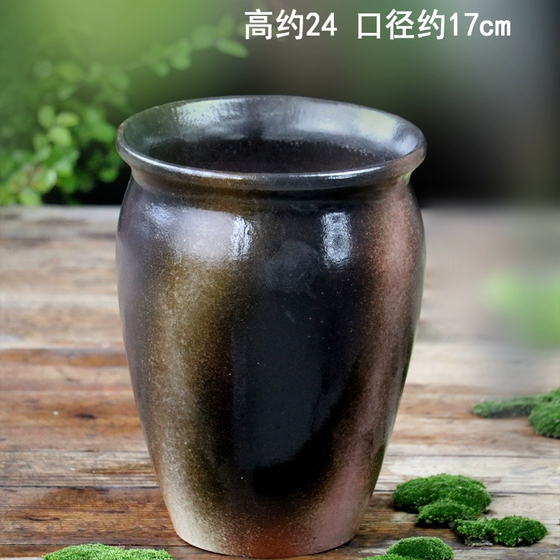 Дышащий грубопековый керамический горшок, высокий цилиндр, старинная фактура, зелёный горшок для растений, большой диаметр для суккулентов, очень большой розовый керамический цветочный горшок