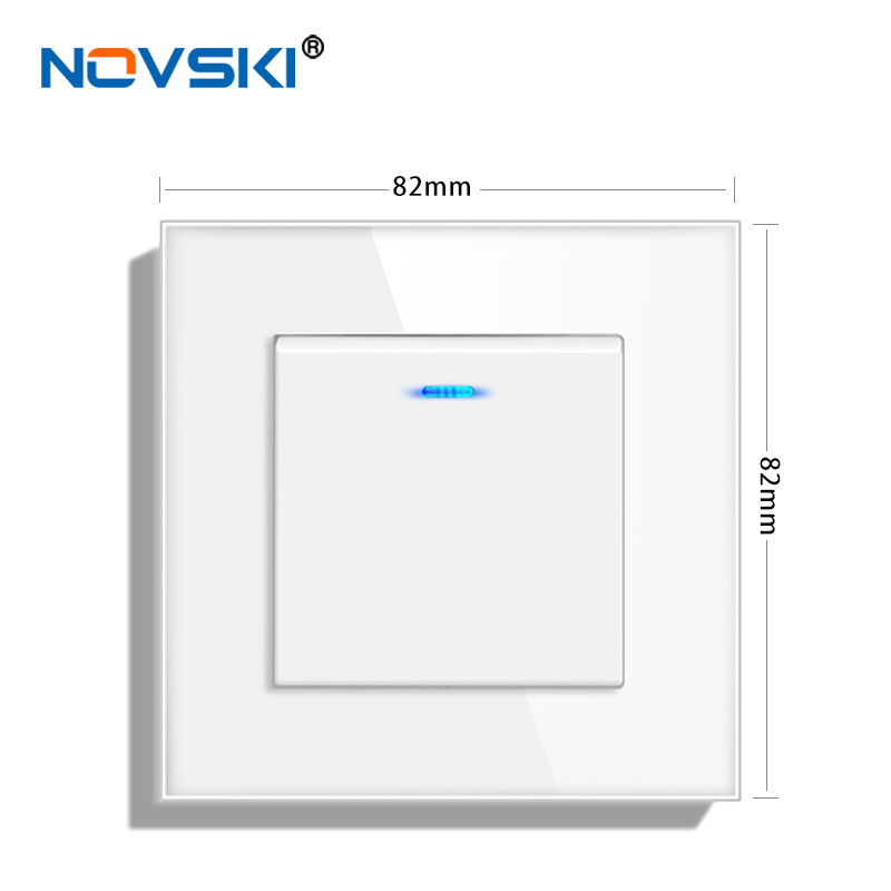 European Standard 82 Wall Hidden Switch Double Control Single LED Switch Household Tempered Glass