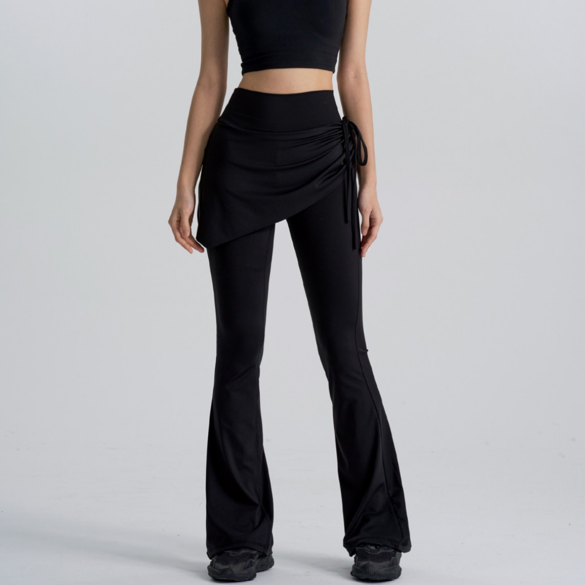 New Style Faux Two-Piece Yoga Pants for Women, High-Waisted, Butt-Lifting, Tight-Fitting, Anti-Exposure Flared Pants, Pilates Sports Fitness Skirt Pants