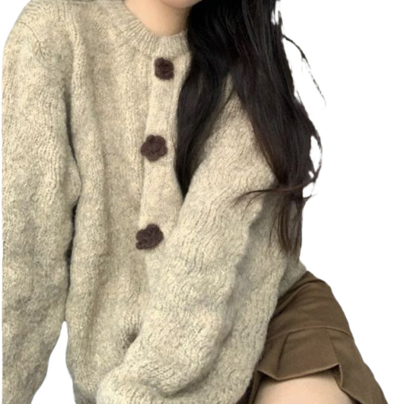 24 invierno Puyuan perezoso suéter vintage mujer engrosado cardigan chaqueta de punto blando camisa glutinosa otra image 6