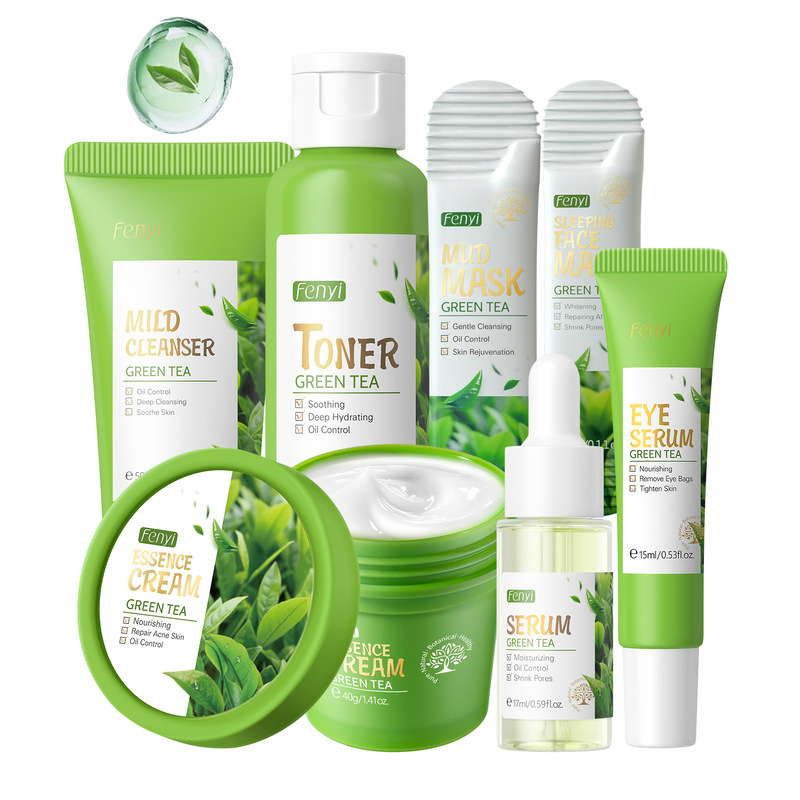 Cross-Border Laikoufenyi Green Tea Series Combination Skin Care Set Hydrating and Moisturizing Fda Cosmetics Set Box Cross-Border Laikoufenyi Green Tea Series Combination Skin Care Set Hydrating and Moisturizing Fda Cosmetics Set Box