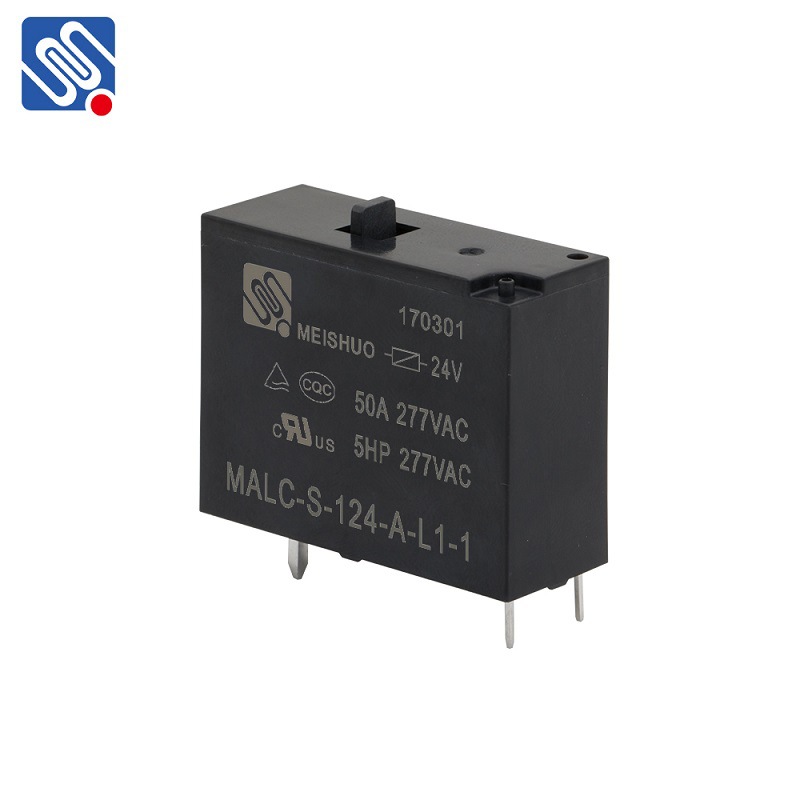 美硕MALC 单线圈50A直流12V 24V 4脚5脚 控制板磁保持继电器