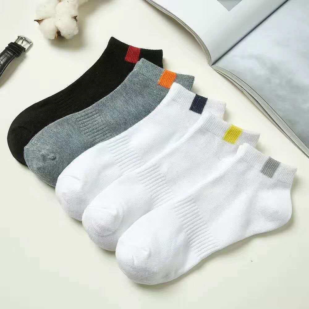 Socks ankle socks men's mesh breathable solid color cotton socks black white gray shallow mouth deodorant short spring and summer socks Sports
