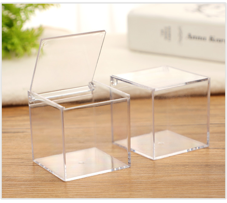 6cm Emballage En Plastique Boîte À Bonbons Ps Couvercle Rabattable Carré Transparent Mini Boîte De Rangement De Bijoux Emballage Alimentaire Petite Boîte display picture 5