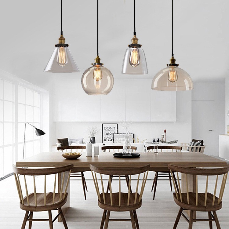 Nordic Retro Simple Transparent Glass Restaurant Chandelier Bar Restaurant Commercial Lighting Cafe Lamp Retro Style Nordic Retro Simple Transparent Glass Restaurant Chandelier Bar Restaurant Commercial Lighting Cafe Lamp Retro Style
