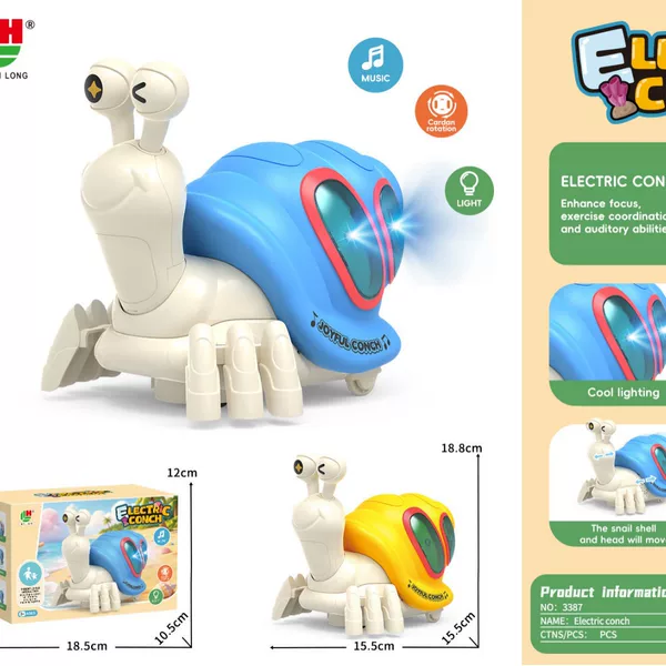 Cross-border children's electric crawling conch toy with lights and music, automatic walking educational toy