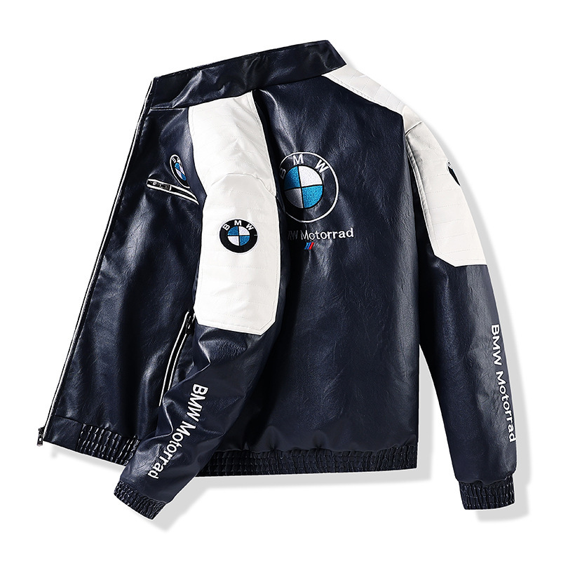 American Motorcycle Clothing Embroidered F1 Racing Clothing Pu Leather Clothing Cross-Border Men's Waterproof Cycling Clothing Jacket Jacket for Men and Women in Autumn and Winter