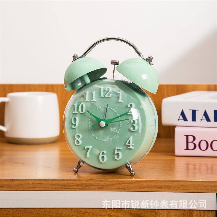 Amazon nuevo reloj de 4 pulgadas marca esférica estereoscópica luces nocturnas súper silenciosas estudiantes niños reloj de escritorio