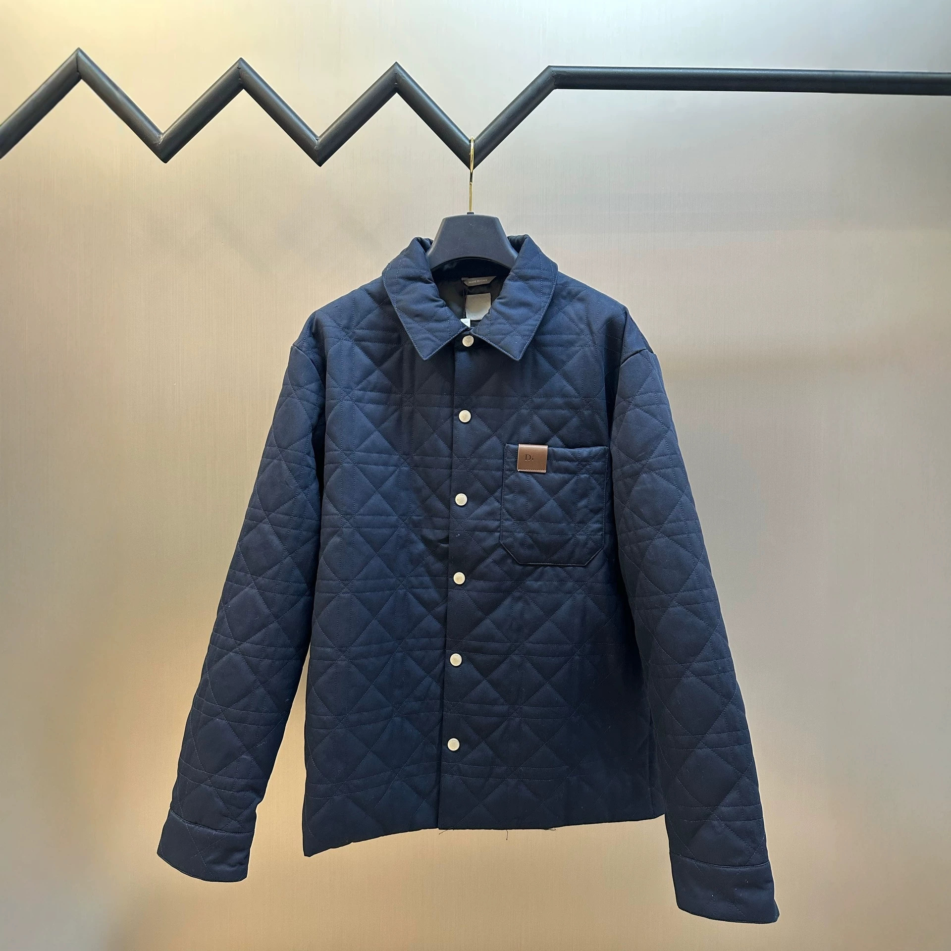 正确版原标现货D家经典藤格纹饰皮标logo翻领棉服衬衫式夹克外套