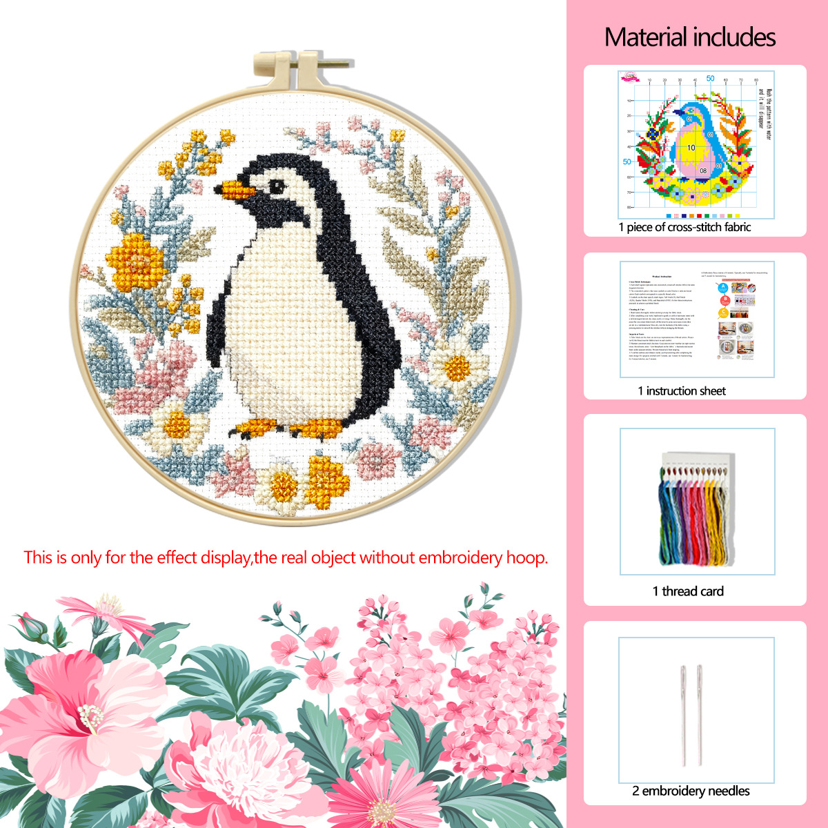 Amazon venta caliente de flores de bordado cruzado animal pequeño conjunto de cuatro piezas pequeño simple DIY conjunto de bordado cruzado decoración image 8