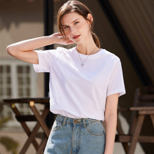重磅 新疆100%纯棉短袖T恤女夏季半袖休闲显瘦百搭圆领纯色打底衫