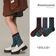 文藝復興原創女襪復古中筒襪個性潮流襪子女禮盒裝雙針雙路襪子女