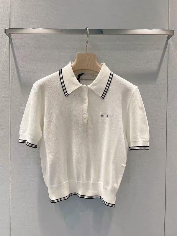 Nanyou Haute Couture miu シリーズサマースタークラシックニット半袖ポロシャツ Tシャツカジュアル多用途トップ女性用|undefined