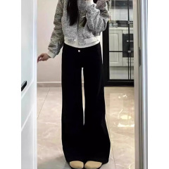 黑色微喇牛仔裤女秋季新款大码胖mm弹力显瘦梨型身材阔腿马蹄裤子