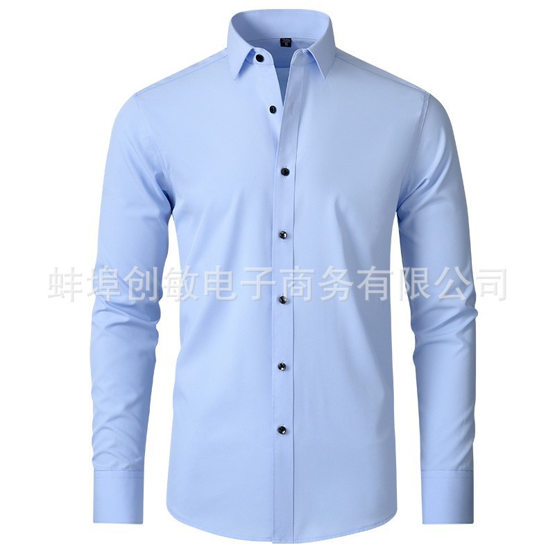 Camisa elástica transfronteriza de cuatro lados camisa de hombre sin planchar antiarrugas Amazon Comercio exterior simple negocio camisa delgada hombres