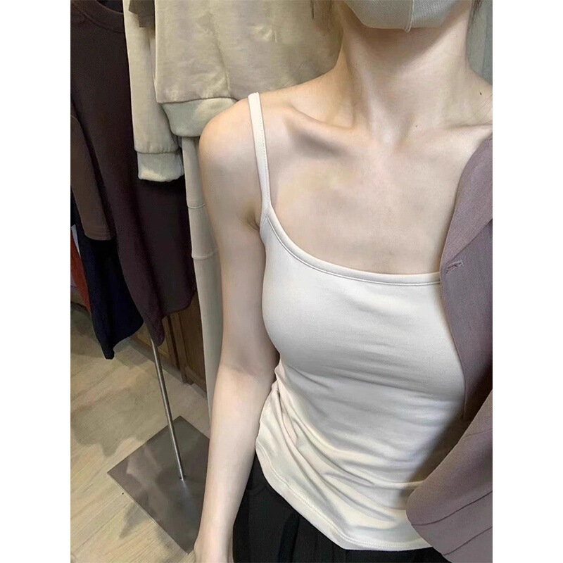 White Camisole Women's 2024 New Style Inner Wear Beautiful Back Bra Base Band Chest Pad Detachable Outer Wear Top for Women White Camisole Women's 2024 New Style Inner Wear Beautiful Back Bra Base Band Chest Pad Detachable Outer Wear Top for Women