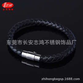 欧美跨境编织男士手链日常佩戴磁扣皮手镯手绳个性高级感简约饰品