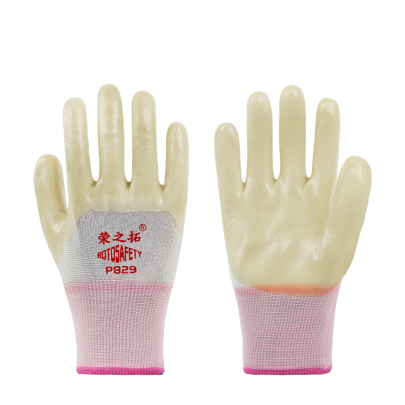 829 guantes de reparación de automóviles de hardware resistentes al aceite y ácido alcalino antiincrustación antideslizante guantes de protección laboral de PVC semicolgante