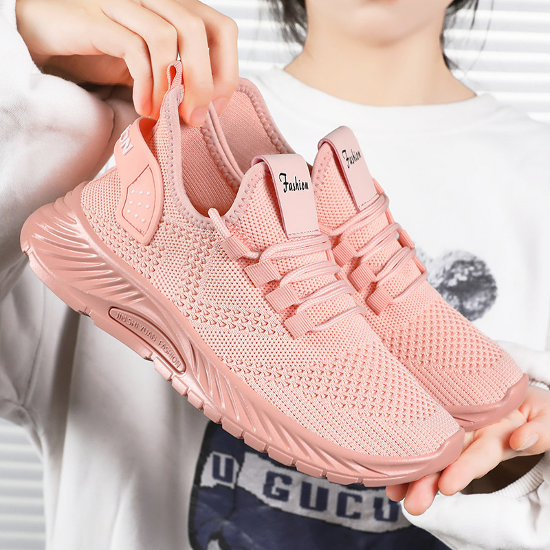 Zapatos de mujer 2024 primavera ligeros nuevos zapatos para correr color sólido deportes zapatos individuales zapatos casuales todo fósforo zapatos de mujer Four Seasons