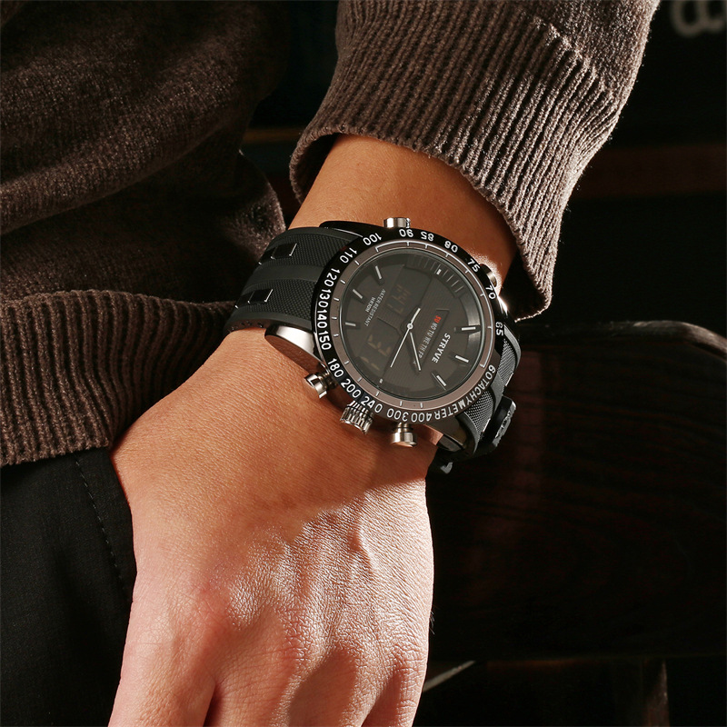 Reloj deportivo STRYVE para hombres, alarma de luz nocturna electrónica, dos relojes de pulsera creativos, una generación 8005.