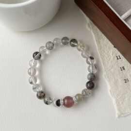 原创天然水晶绿幽灵手串s925纯银草莓晶小众简约设计女手链高级感