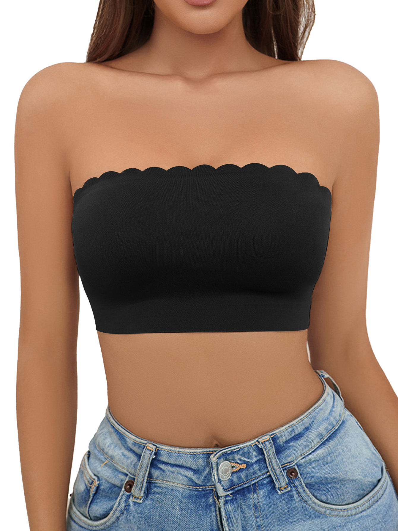 Techo de tubo de gran tamaño sexy europeo y americano que no deja marcas, anti-luz, antideslizante, sin tirantes, pecho envuelto, espalda delgada, ropa interior hermosa, corsé de mujer