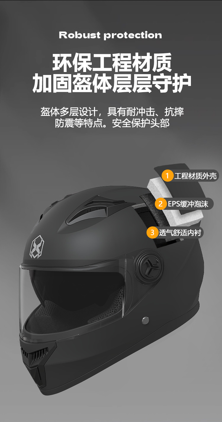 Foreign Trade Electric Vehicle Helmet for Men, All-Season Motorcycle Full-Face Helmet, Women's Winter Warm Riding Helmet with Dual Mirrors