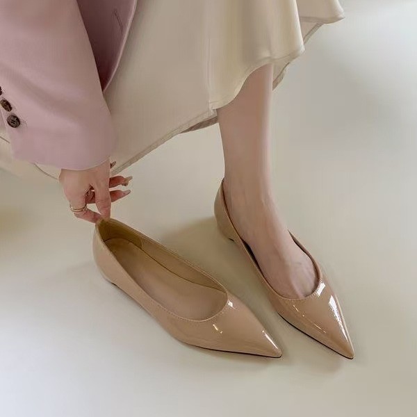 내부 높이가 3cm 증가한 얕은 구멍 싱글 슈즈, 다재다능하고 우아한, 손가락이 노출된 스텐트, 여성 통근 패션, 프렌치 섹시 포인티드 토 여성화