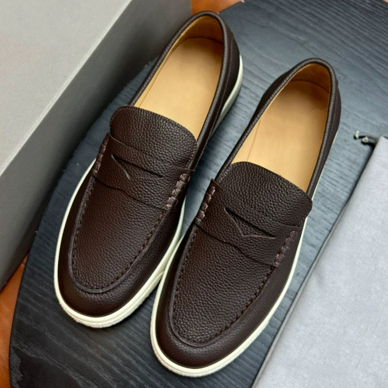Мужские туфли европейского дизайна, британские повседневные кожаные туфли из телячьей кожи, лоферы-слипоны, мужские лоферы из натуральной кожи