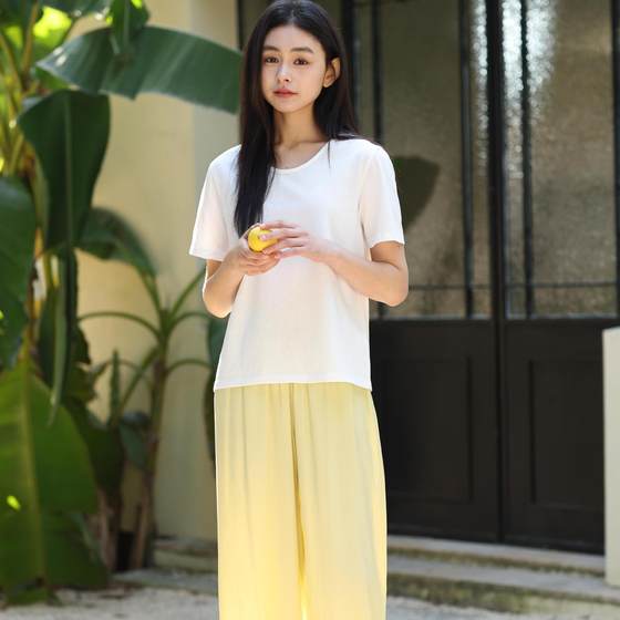 Coschica Youzhai Time Stripe Walking Clothes Simple Pajamas Loose Lazy Spring and Summer New Style Outwear Home Clothes