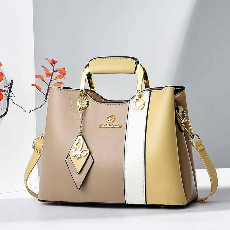 2025 nuevo color contraste bolso de mujer de mediana edad bolso de ropa de cama casual bolso inferior temperamento bolso de madre bolso de hombro portátil