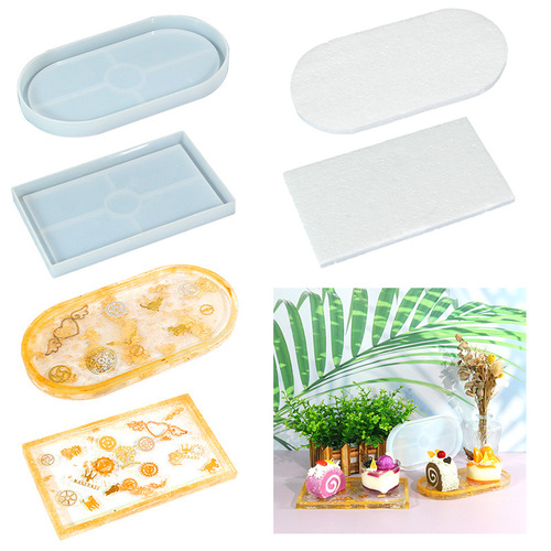 Proud diy glue mold oval rectangular tray silicone mold mirror storage ornaments cross-border exclusive supply