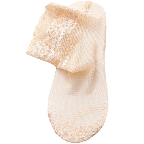 Spring and Autumn Thin Cotton Bottom Mid-Calf Socks Lace Trimmed Socks Solid Color Versatile Women's Socks Mid-Short Socks Japanese Sweet Netting Socks 