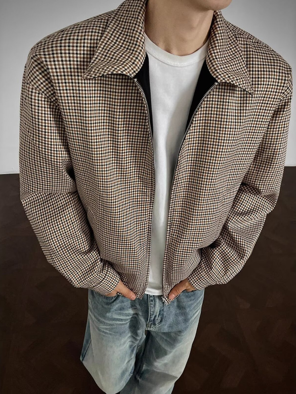 American Retro Reversible Jacket Men 2025 New Hong Kong Style Brand Zipper Flight Crew Jacket Men's Clothing