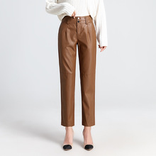 2025秋冬高档全皮裤女品牌高腰绵羊皮气质码铅笔裤时尚全皮小脚裤