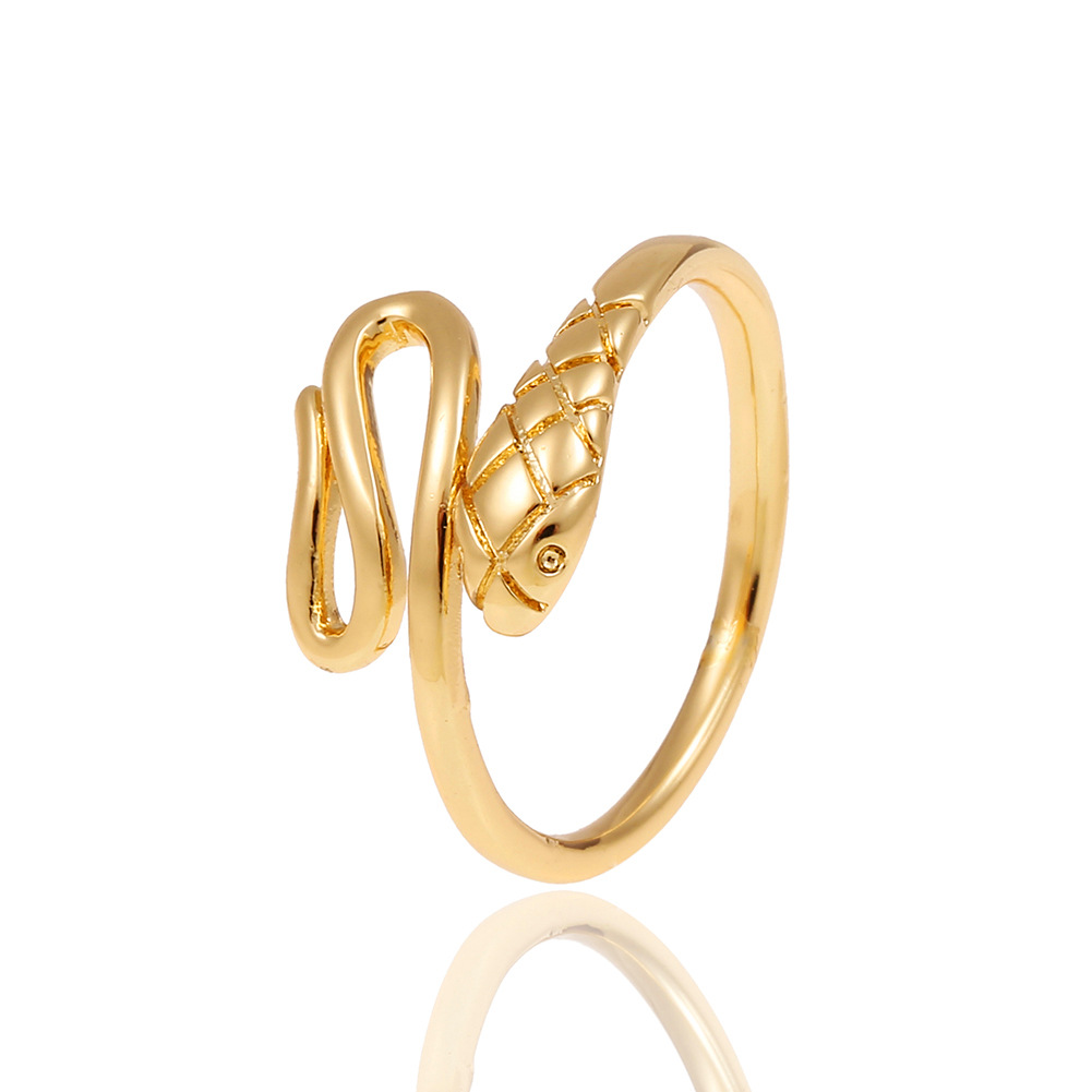 Simple copper plated real gold snakeshaped open fine ring wholesalepicture4