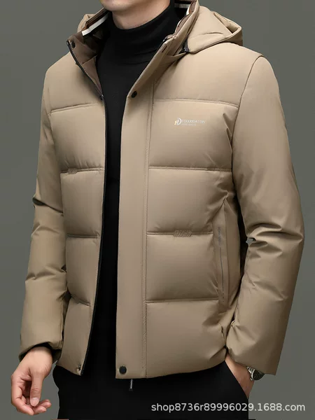 New foreign trade men's casual warm cotton coat, thick winter wear, windproof and waterproof, with detachable hood, winter cotton jacket
