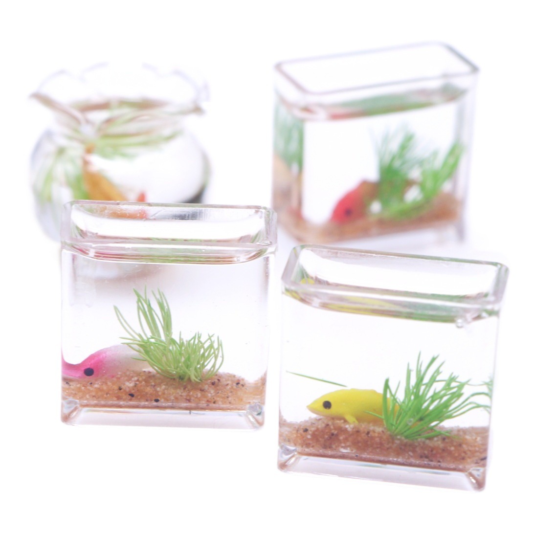Casa de muñecas micro paisaje mini simulación cuadrado Goldfish tanque modelo miniatura escena casa modelo paisaje Decoración