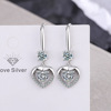 Copper universal earrings heart shaped, zirconium, internet celebrity, Korean style