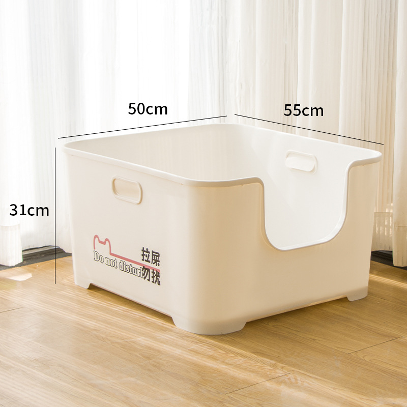 Lavabo para gatos, inodoro para gatos anti-salpicaduras de gran tamaño, lavabo de arena para gatos abierto gigante, caja de arena para gatos extra grande, pala de arena para gatos gratis