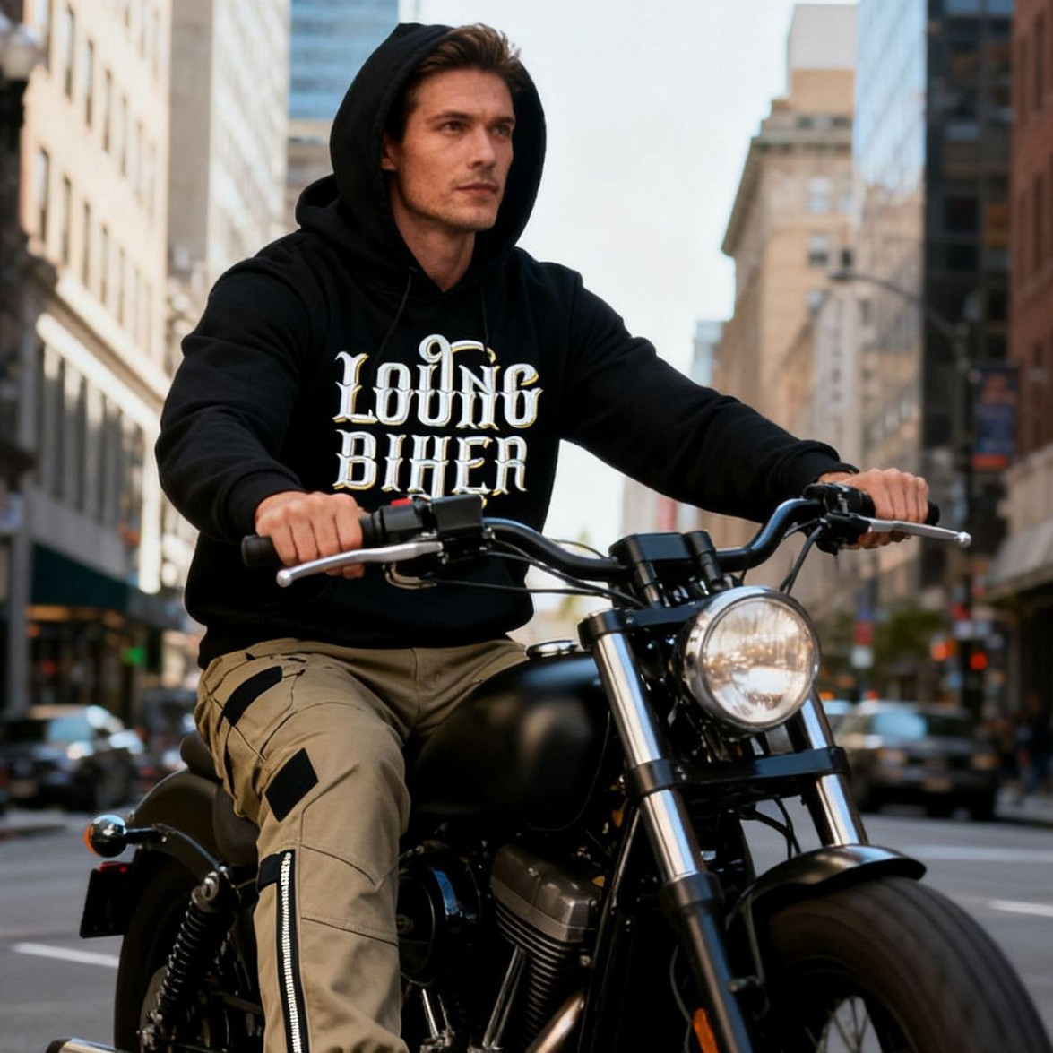 LOONG BIKER motocicleta ciclismo ropa motocicleta con capucha motocicleta suéter hombres y mujeres forrado de lana estiramiento otoño e invierno abrigo